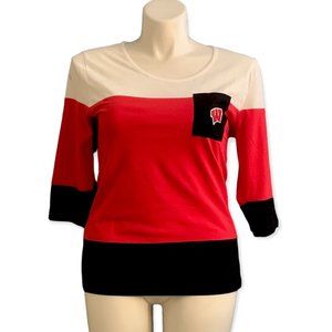 NWT: UG Apparel | Wisconsin Badgers 3/4 Sleeve Striped Colorblock Blouse | Sz M